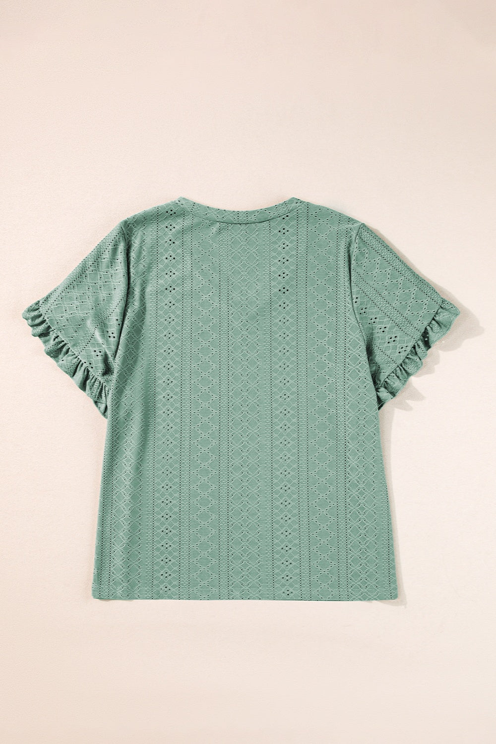 Plus Size Eyelet V-Neck Petal Sleeve Blouse - The Goddess Galleries