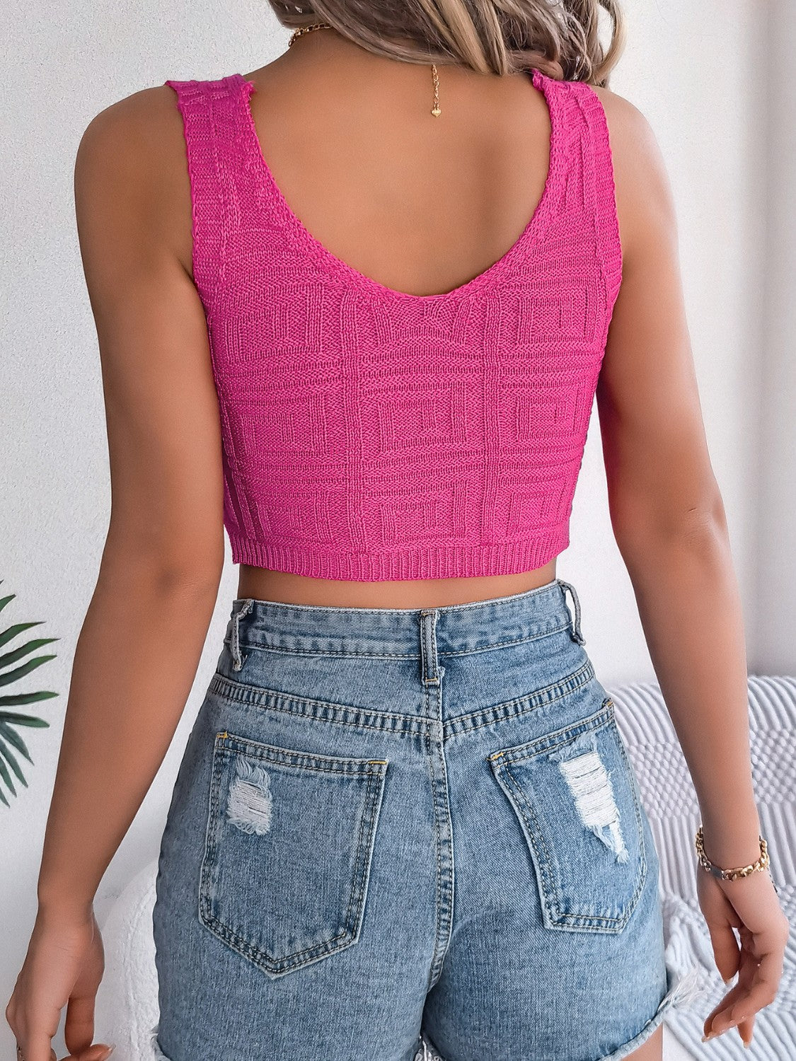 Twisted V-Neck Knit Vest - The Goddess Galleries
