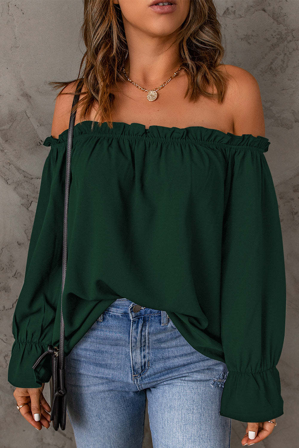 Off-Shoulder Flounce Sleeve Blouse - The Goddess Galleries