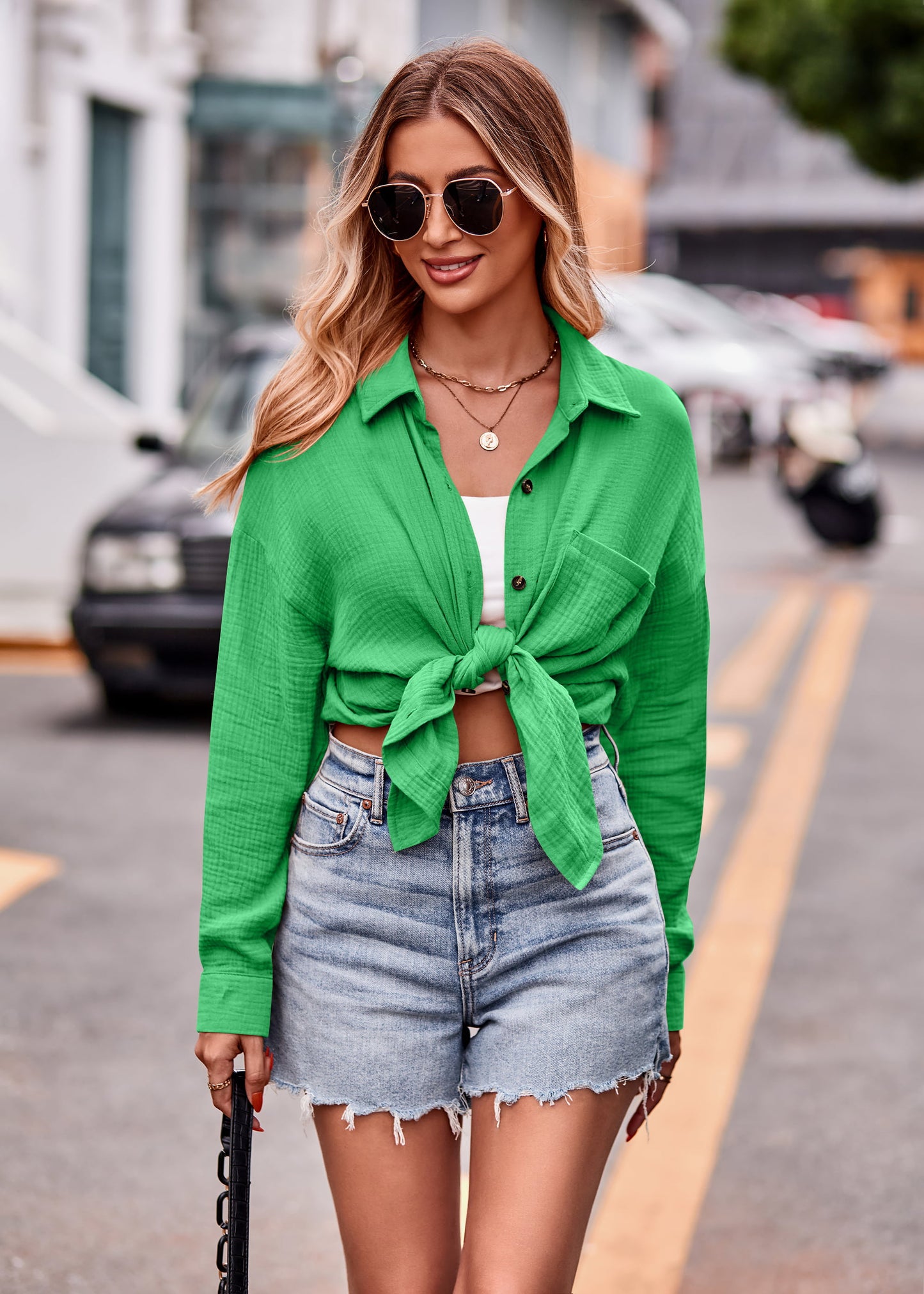 Textured Dropped Shoulder Longline Shirt - The Goddess Galleries