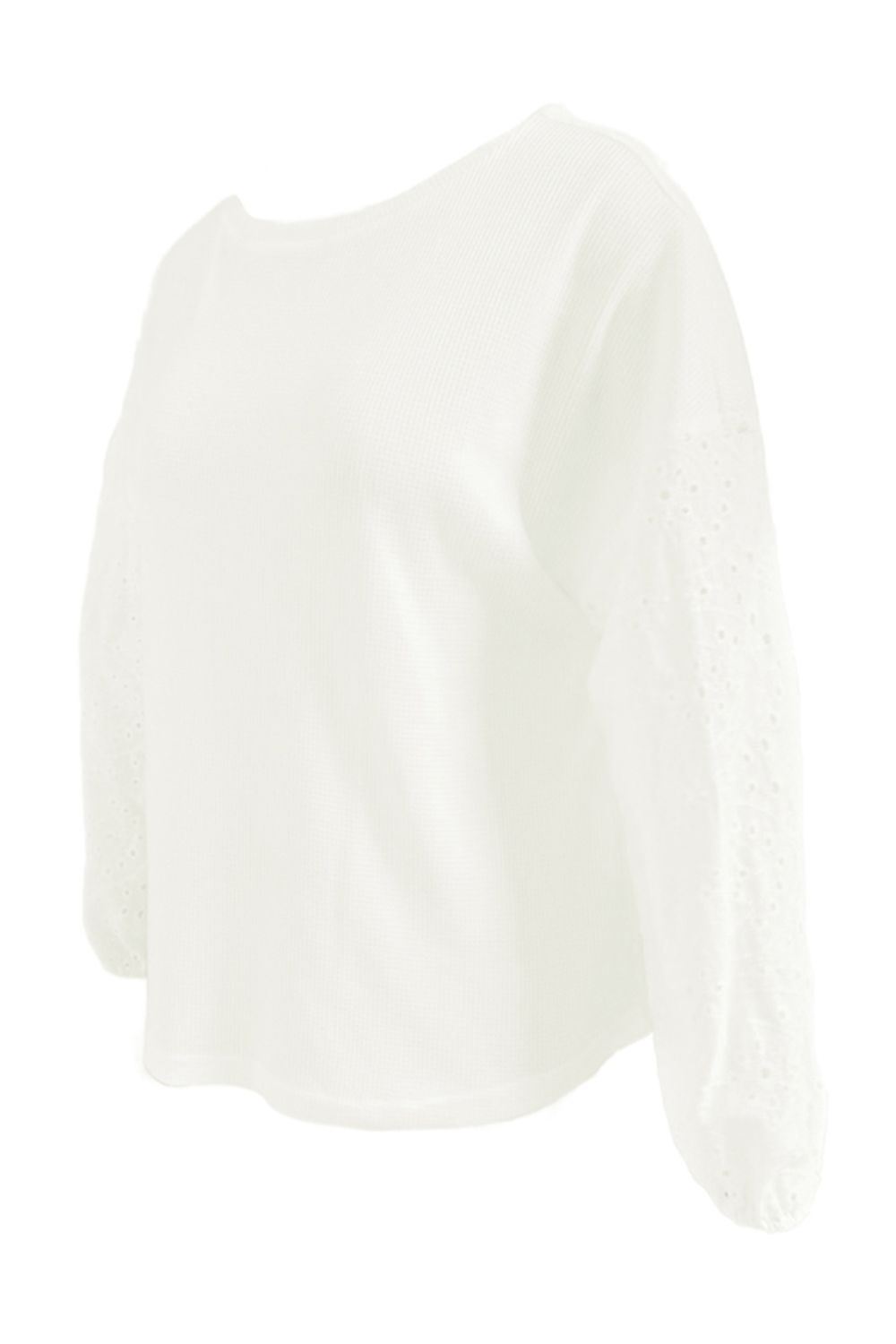 Shiny Openwork Dropped Shoulder Boat Neck Blouse - The Goddess Galleries