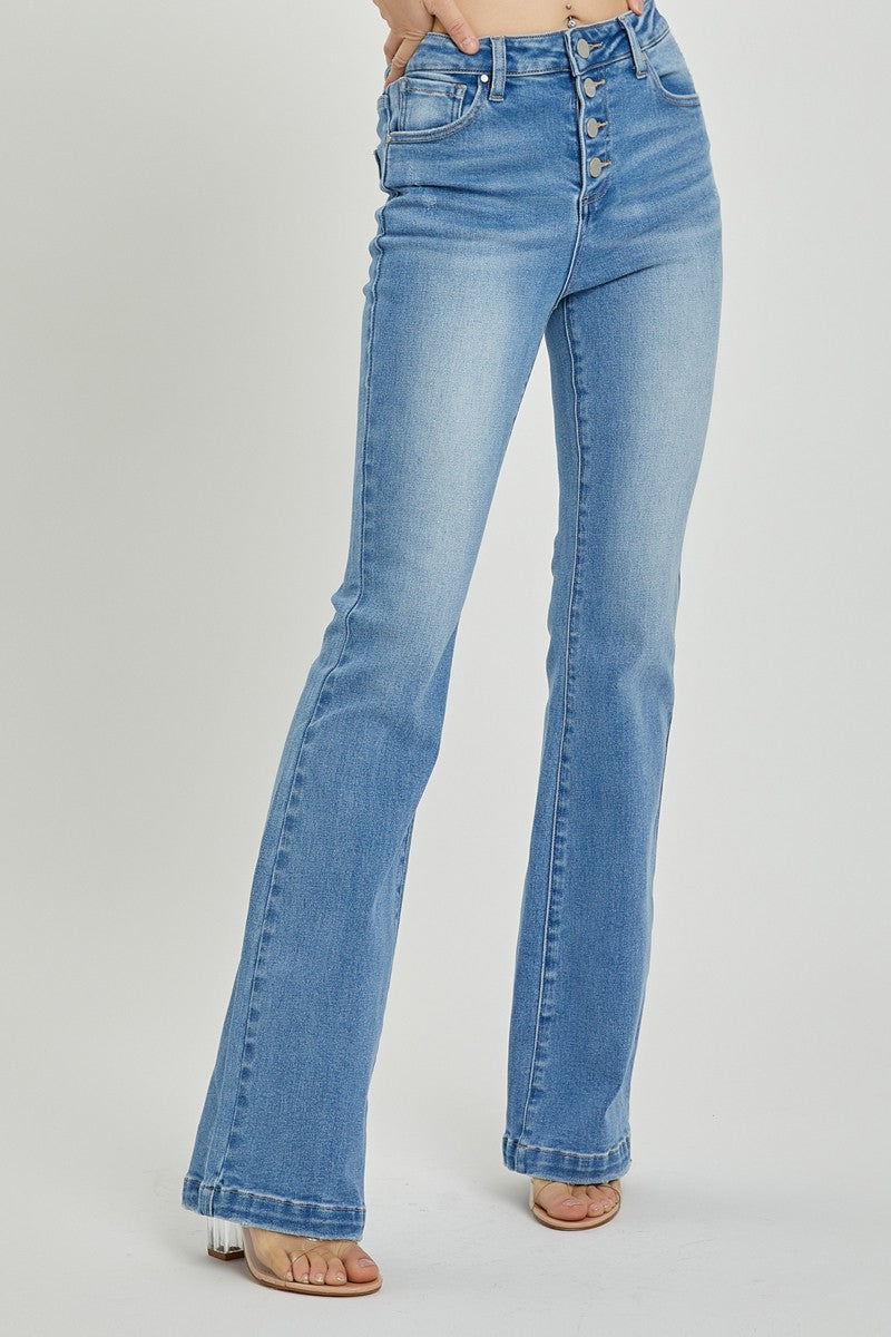 RISEN Full Size High Rise Button Fly Bootcut Jeans - The Goddess Galleries