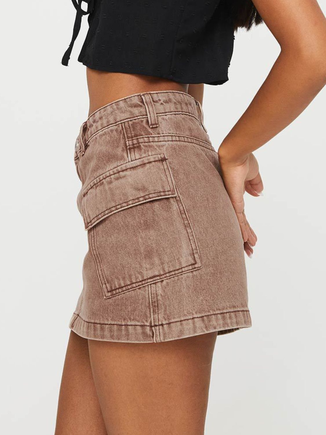 Mini Cargo Denim Skirt with Pockets - The Goddess Galleries