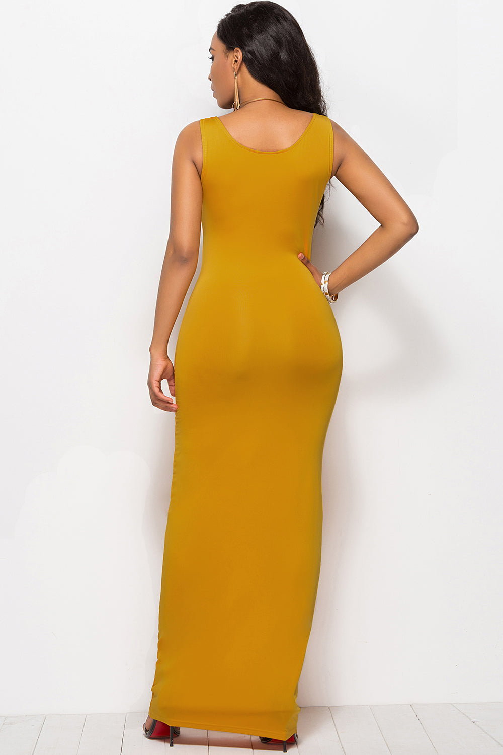 Scoop Neck Wide Strap Maxi Dress - The Goddess Galleries