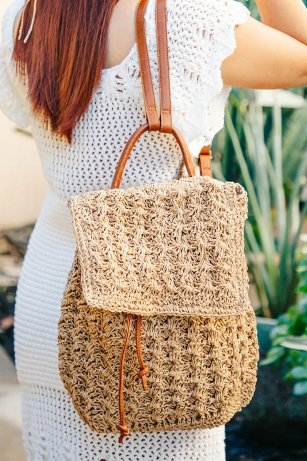 Fame Straw Braided Fashion Backpack - The Goddess Galleries