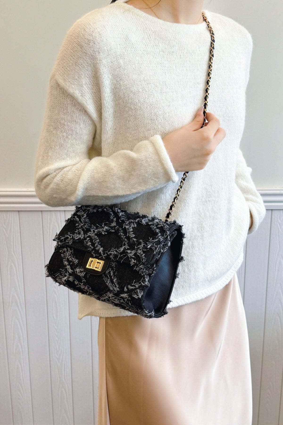 Raw Hem Denim Crossbody Bag - The Goddess Galleries