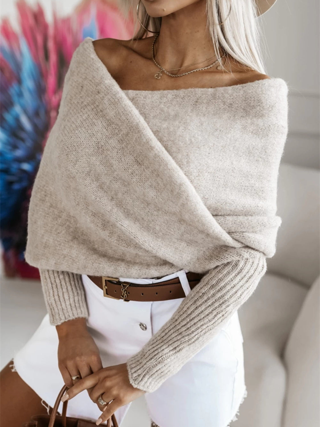 Long Sleeve Cropped Knit Top - The Goddess Galleries