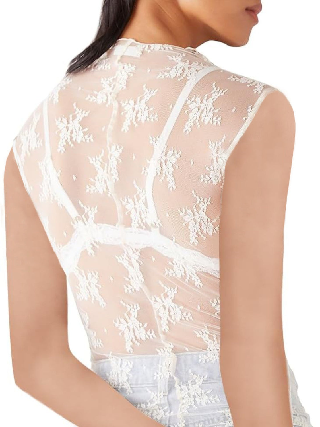 Lace Mock Neck Top - The Goddess Galleries
