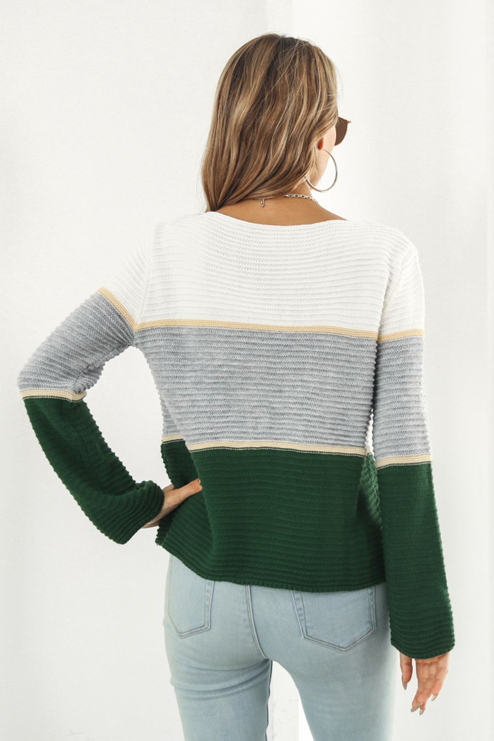 Color Block Horizontal Ribbing Sweater - The Goddess Galleries