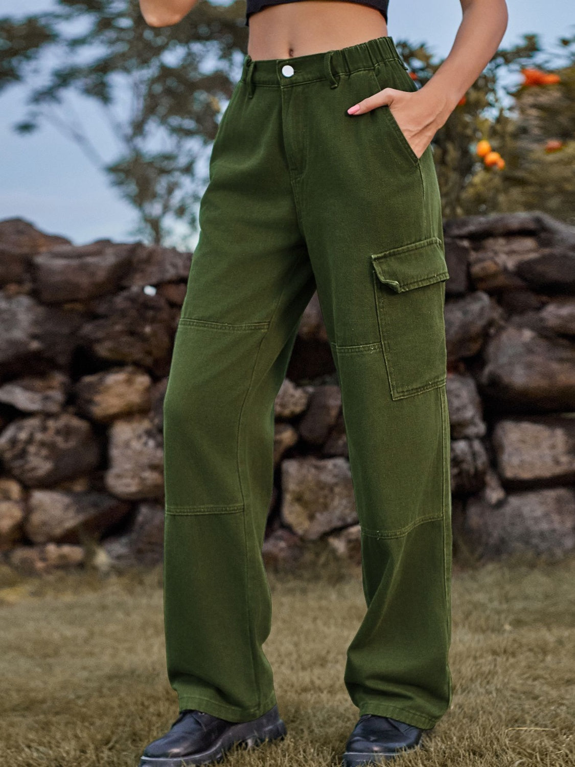 High Waist Cargo Straight Jeans - The Goddess Galleries