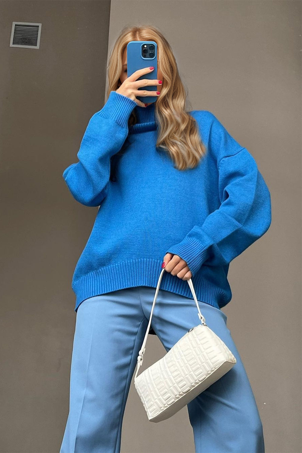 Basic Bae Turtleneck Dropped Shoulder Long Sleeve Sweater - The Goddess Galleries
