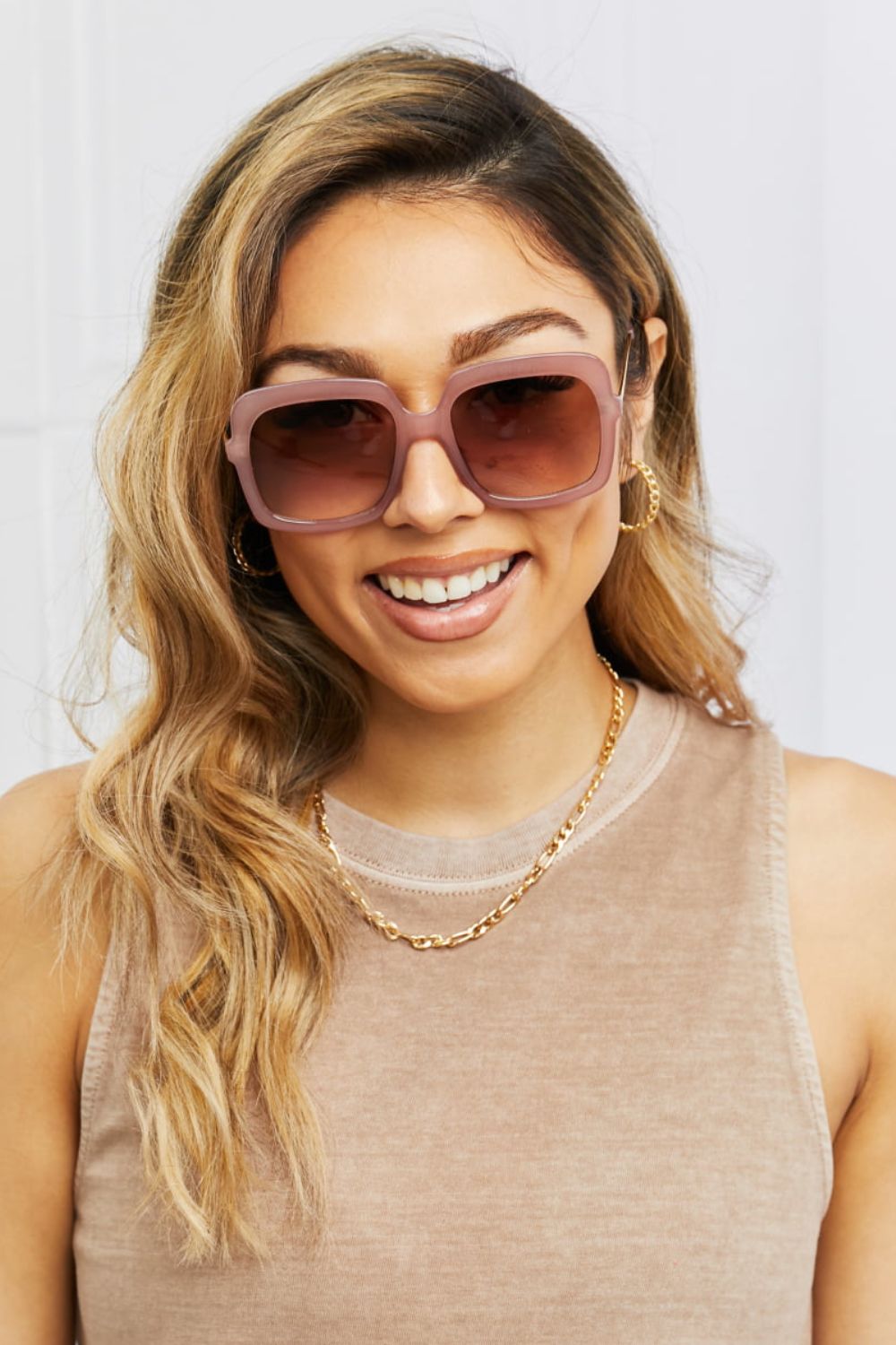 Square Metal-Plastic Hybrid Temple Sunglasses - The Goddess Galleries