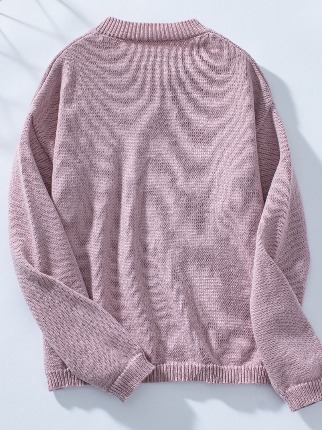 Pocketed Notched Long Sleeve Knit Top - The Goddess Galleries
