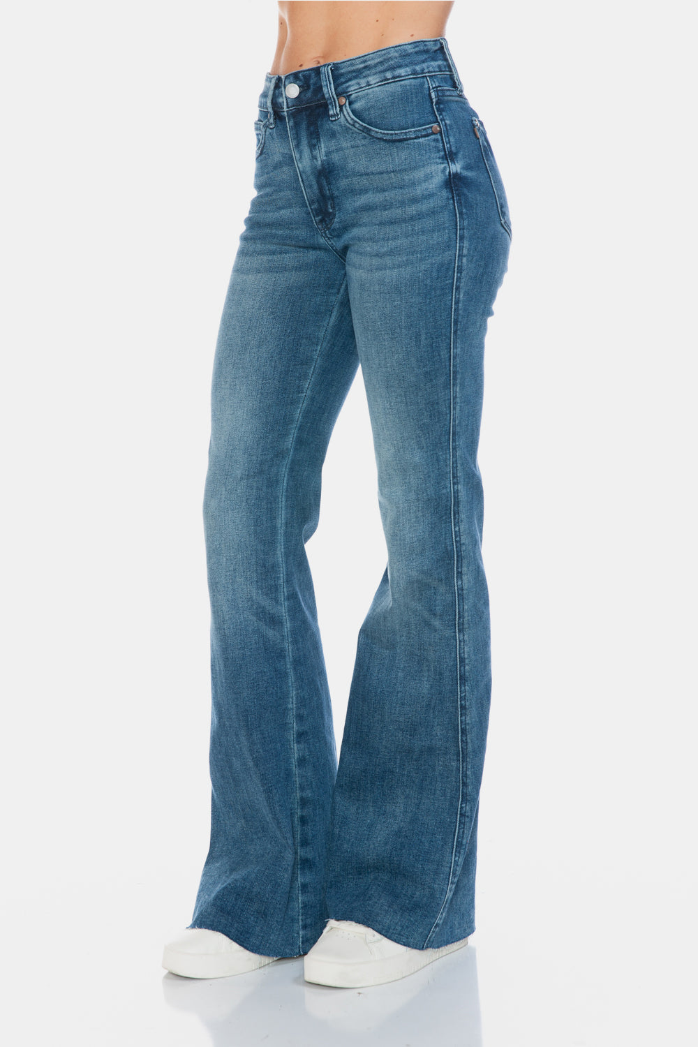 Judy Blue Full Size Tummy Control Cut Hem Flare Jeans - The Goddess Galleries