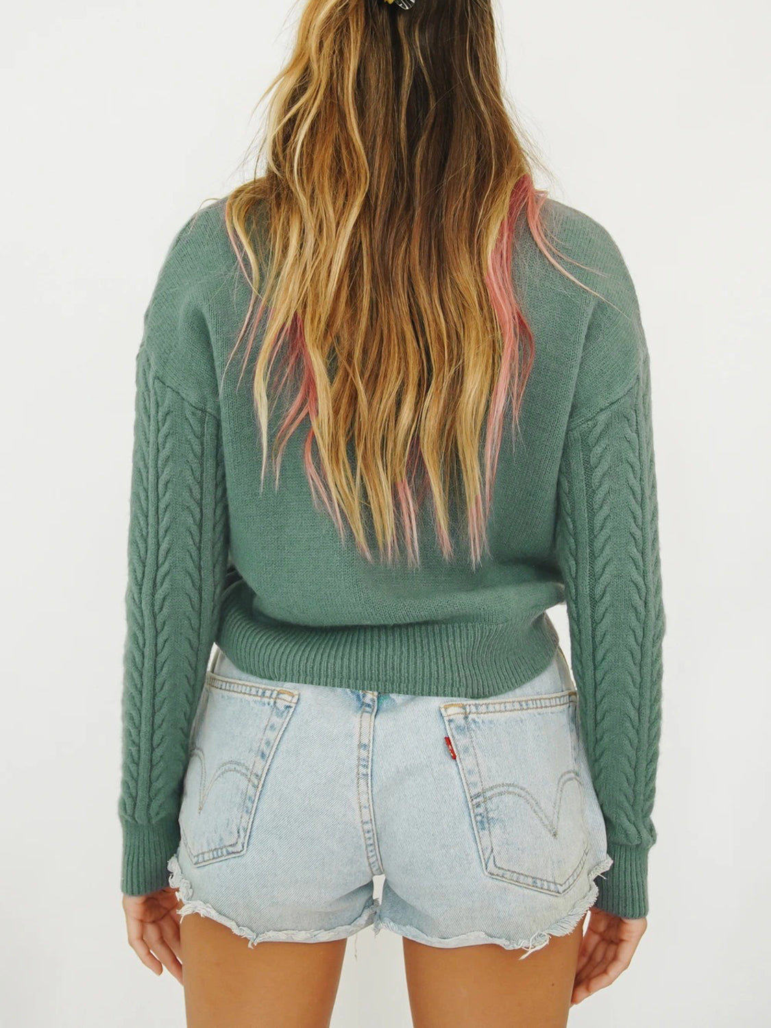 Cable Knit Turtleneck Long Sleeve Sweater - The Goddess Galleries
