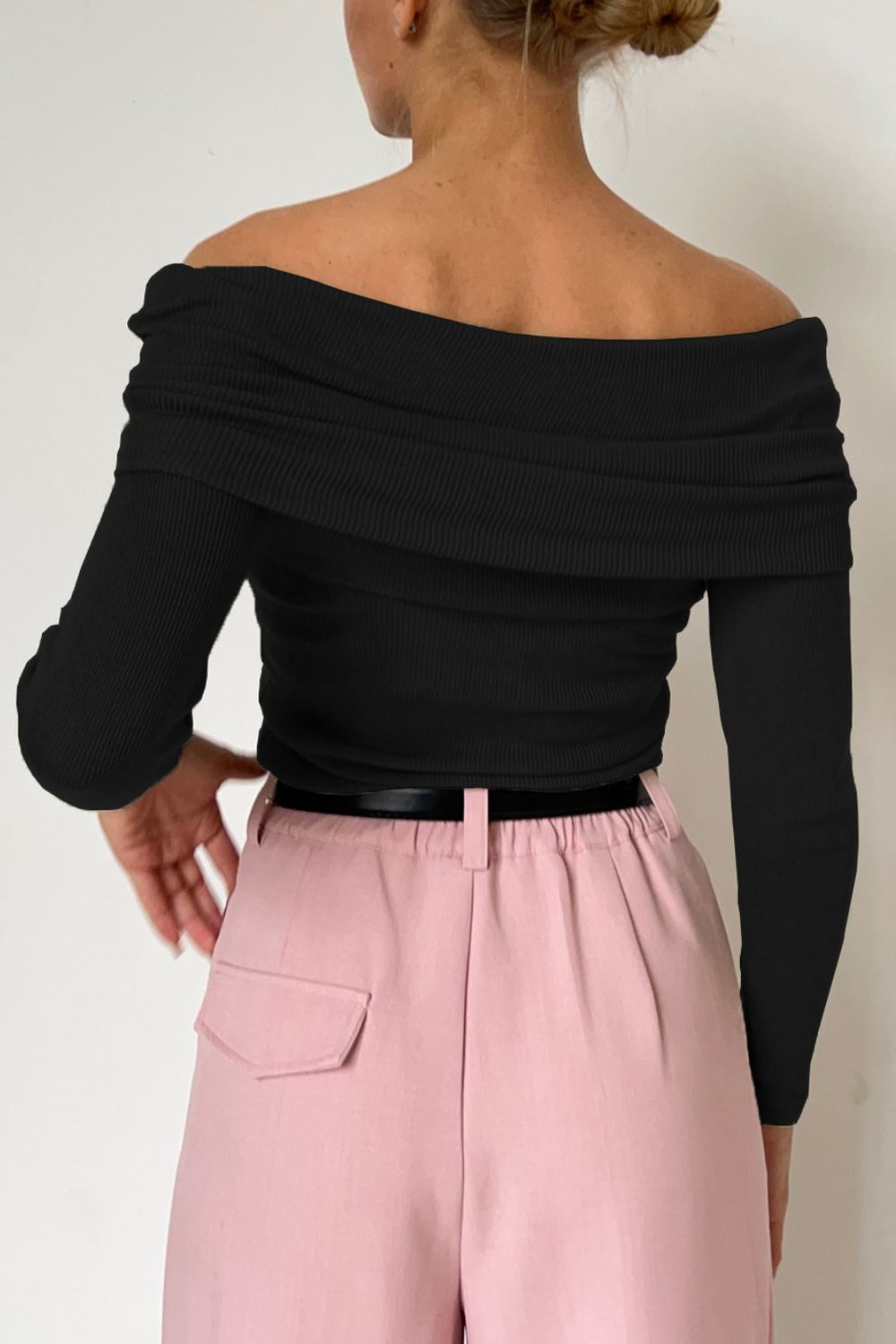 Off-Shoulder Long Sleeve Knit Top - The Goddess Galleries