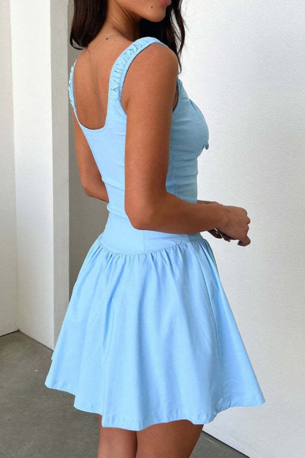Decorative Button Square Neck Cami Dress - The Goddess Galleries