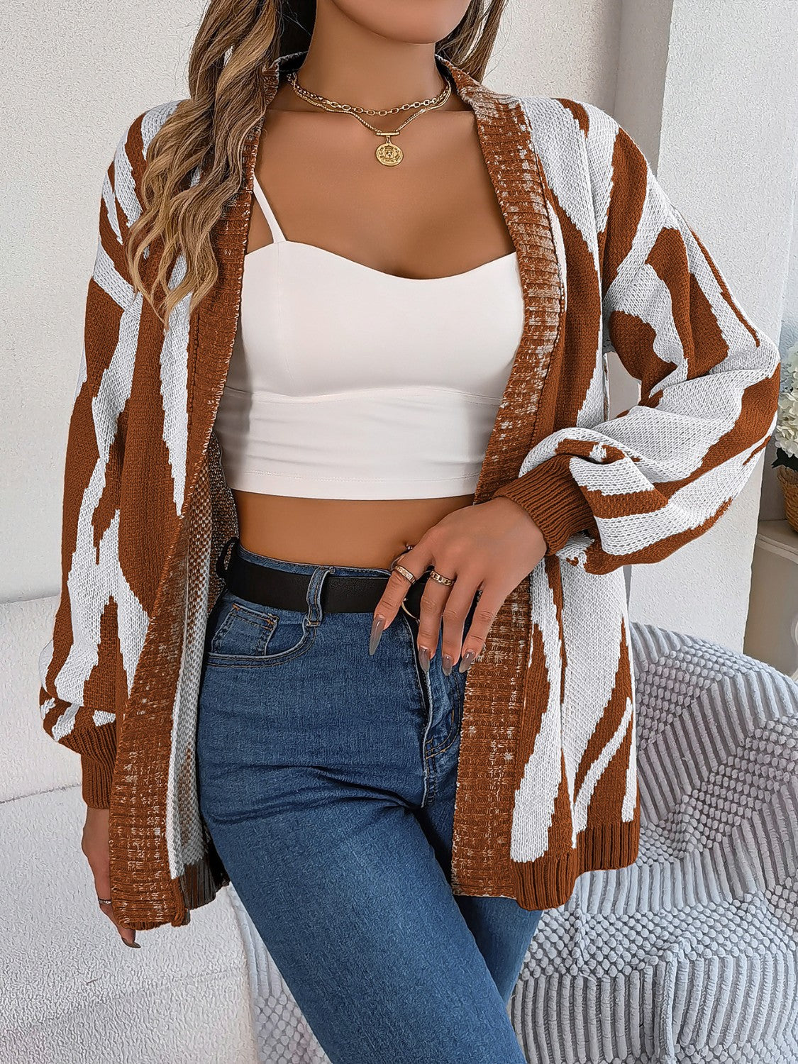 Open Front Animal Print Cardigan - The Goddess Galleries
