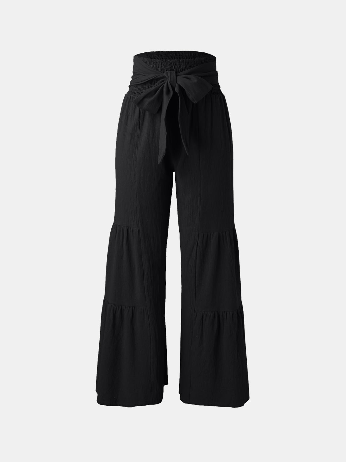 Tied Ruched Wide Leg Pants - The Goddess Galleries