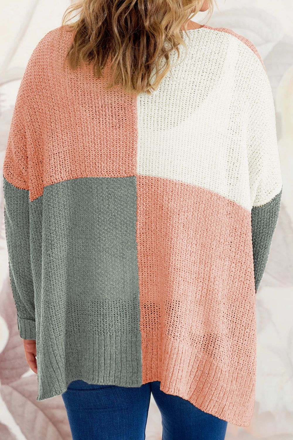 Plus Size Color Block Round Neck Sweater - The Goddess Galleries