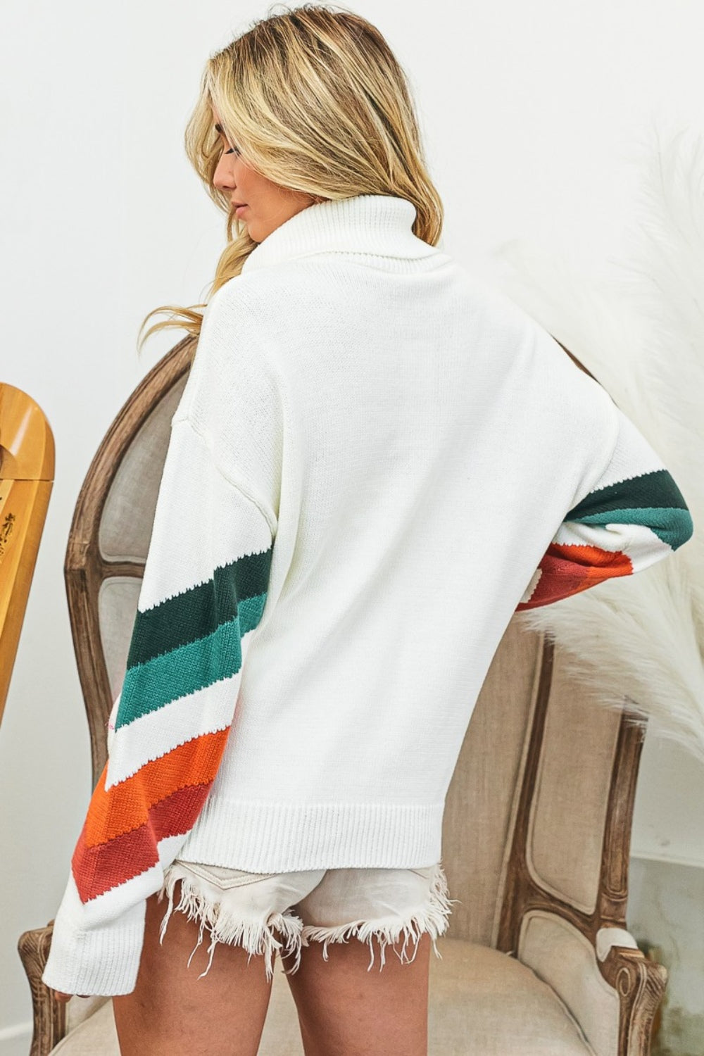 BiBi Multi Color Chevron Pattern Sweater - The Goddess Galleries