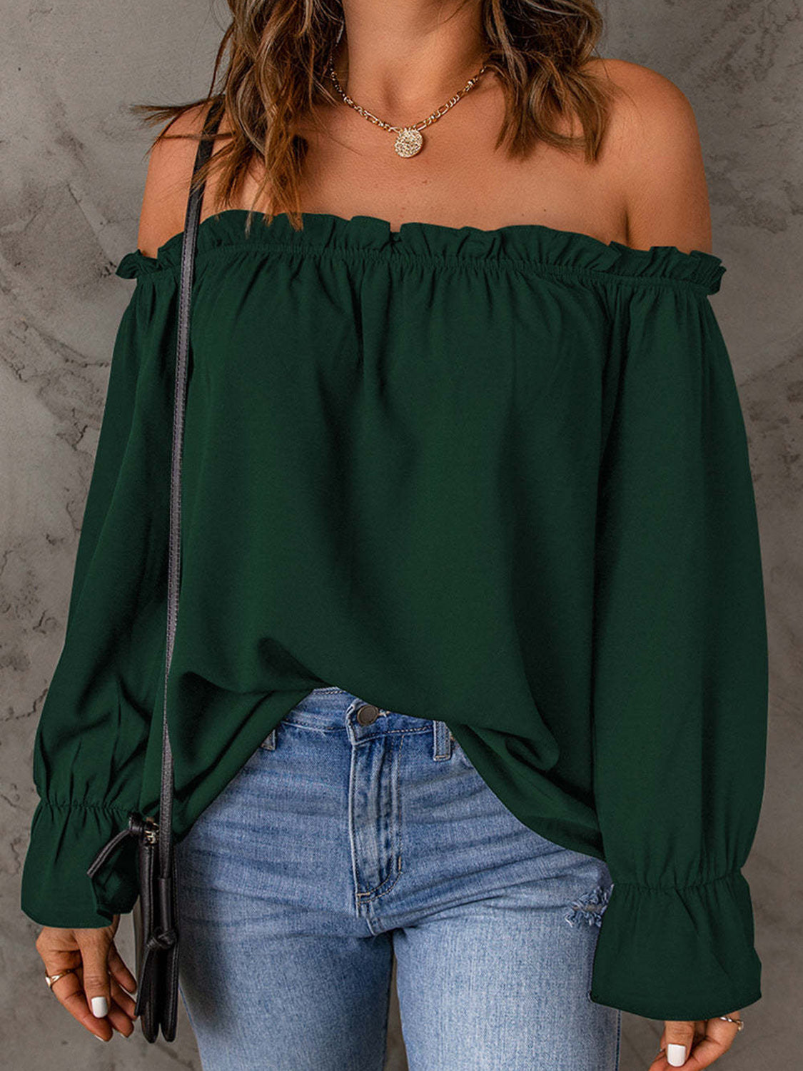 Off-Shoulder Flounce Sleeve Blouse - The Goddess Galleries