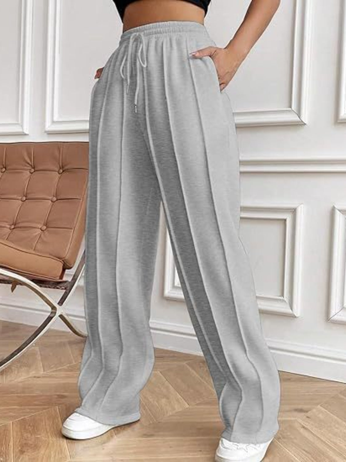 Drawstring Wide Leg Pants with Pockets - The Goddess Galleries