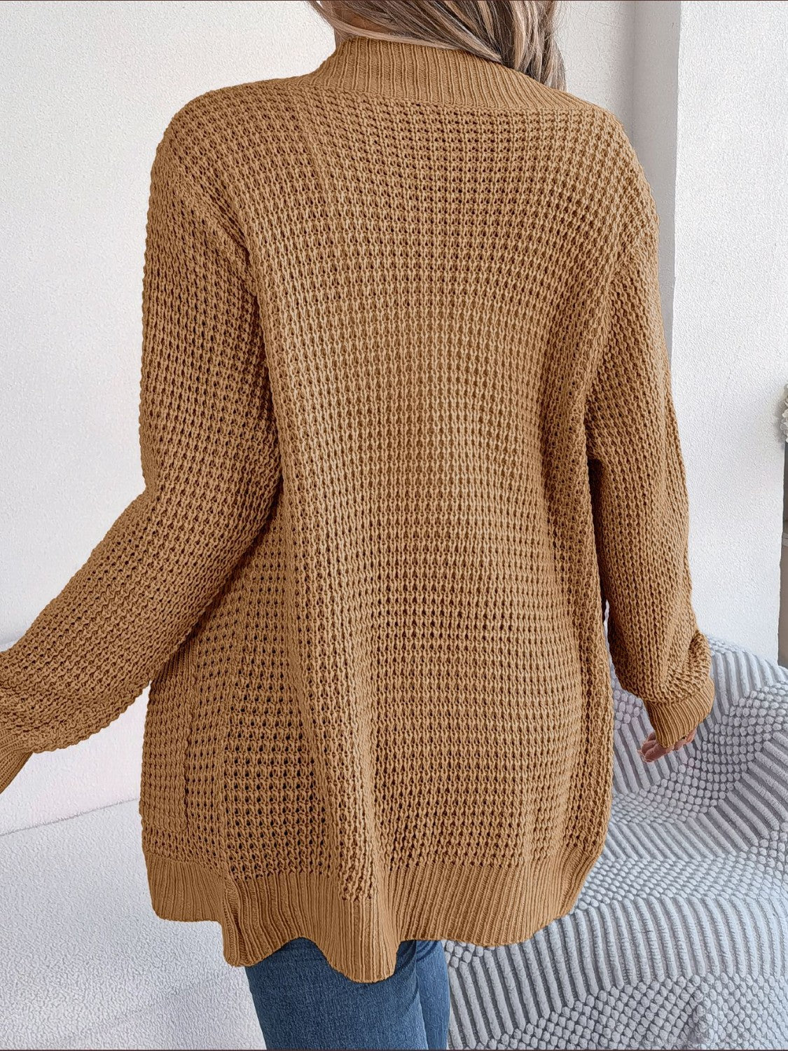 Open Front Long Sleeve Cardigan with Pockets - The Goddess Galleries