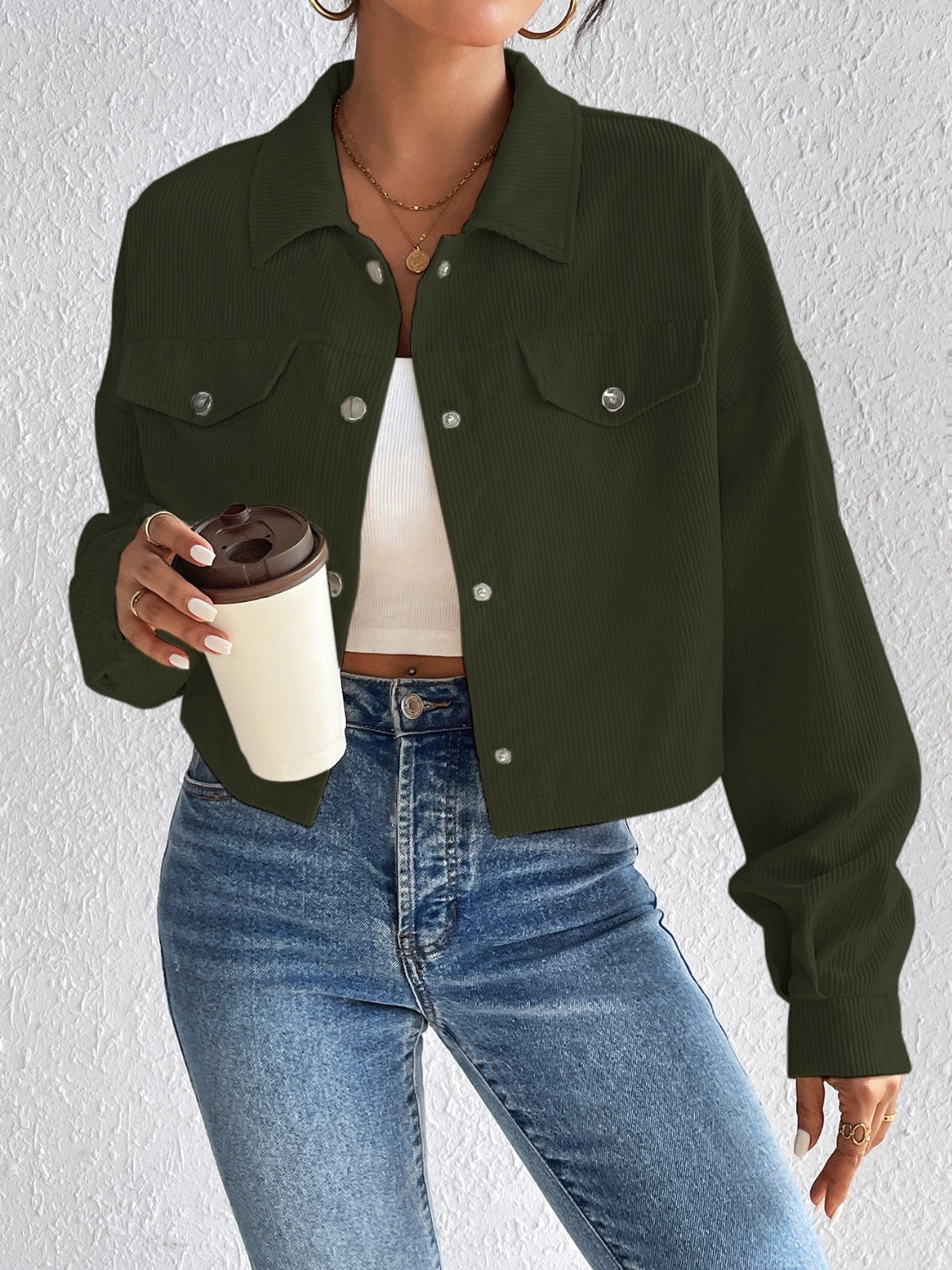 Honey Snap Down Long Sleeve Jacket - The Goddess Galleries