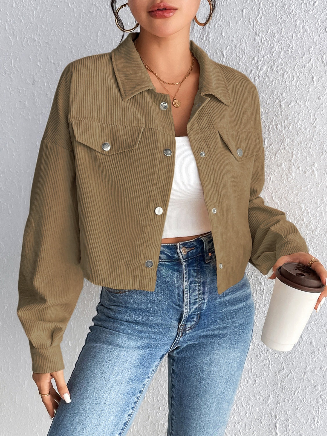 Honey Snap Down Long Sleeve Jacket - The Goddess Galleries