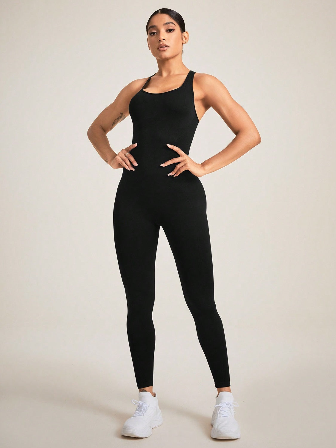 Crisscross Back Sleeveless Active Jumpsuit - The Goddess Galleries
