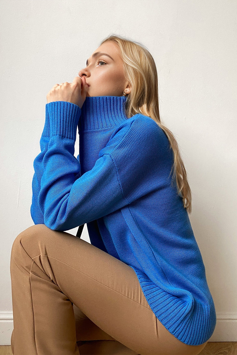 Basic Bae Turtleneck Dropped Shoulder Long Sleeve Sweater - The Goddess Galleries