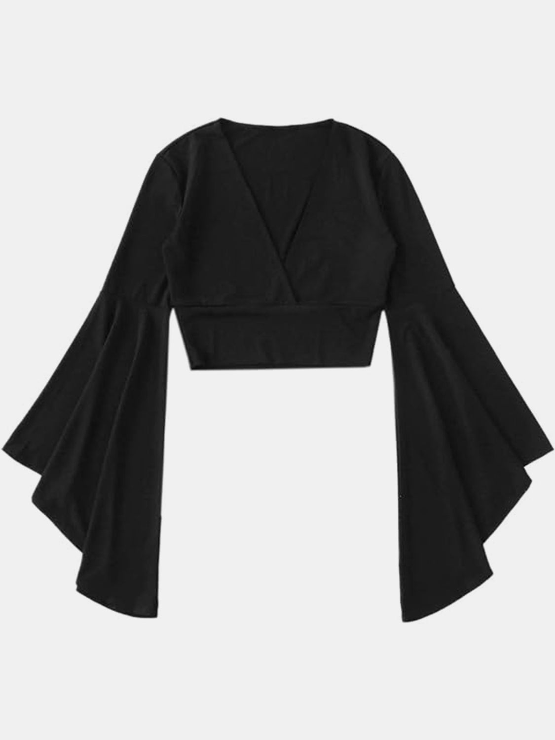 Plunge Flare Sleeve Cropped Top - The Goddess Galleries