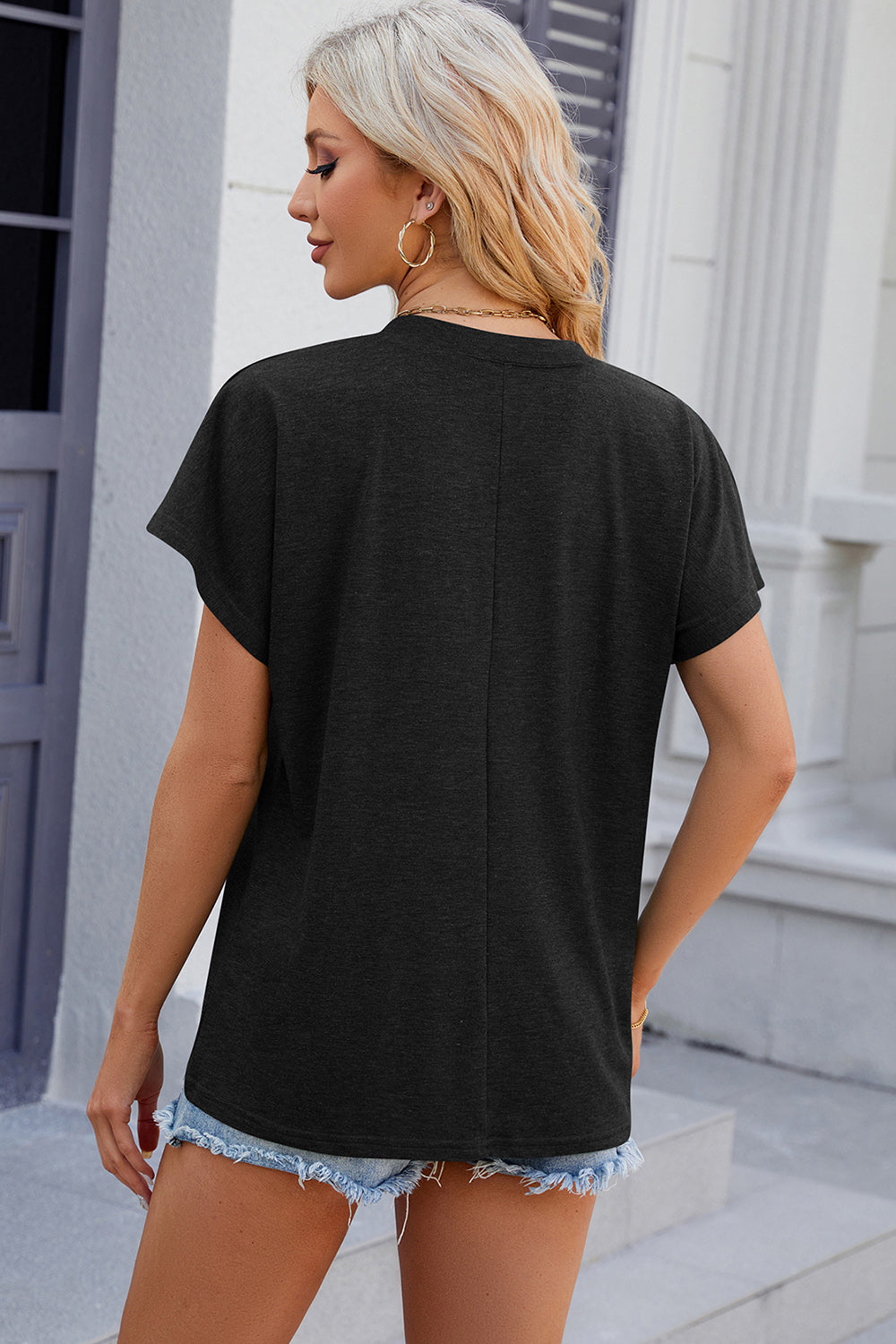 V-Neck Short Sleeve T-Shirt - The Goddess Galleries