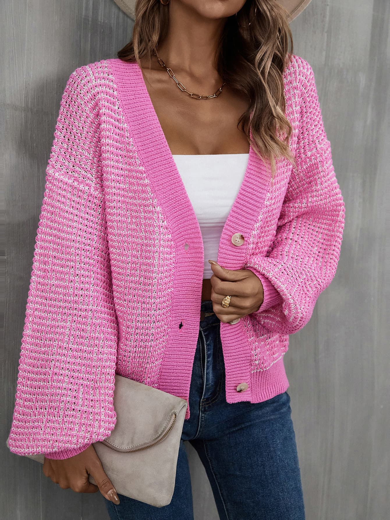 Angel Wings V-Neck Dropped Shoulder Cardigan - The Goddess Galleries