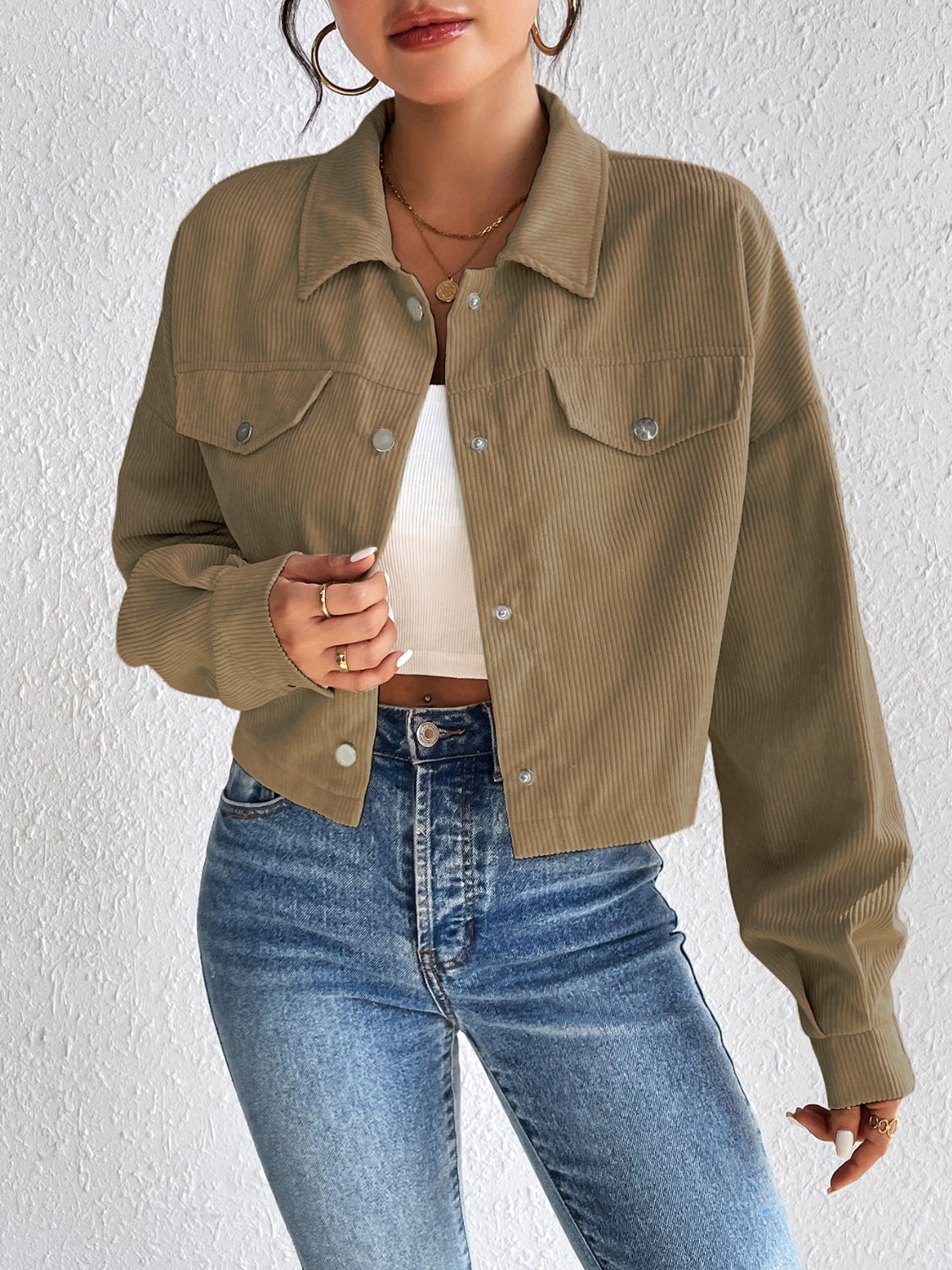 Honey Snap Down Long Sleeve Jacket - The Goddess Galleries