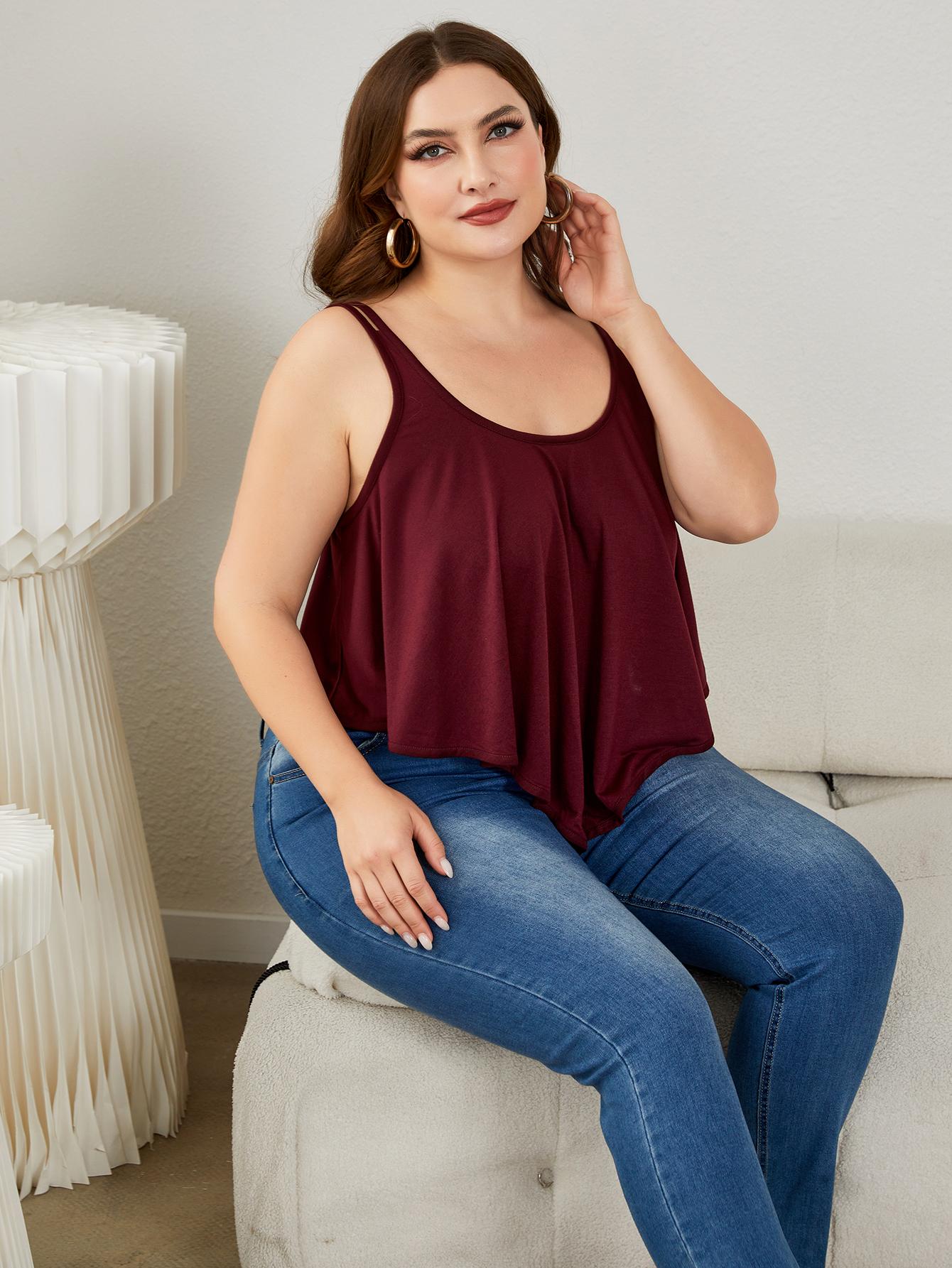 Plus Size Double-Strap Scoop Neck Cami - The Goddess Galleries
