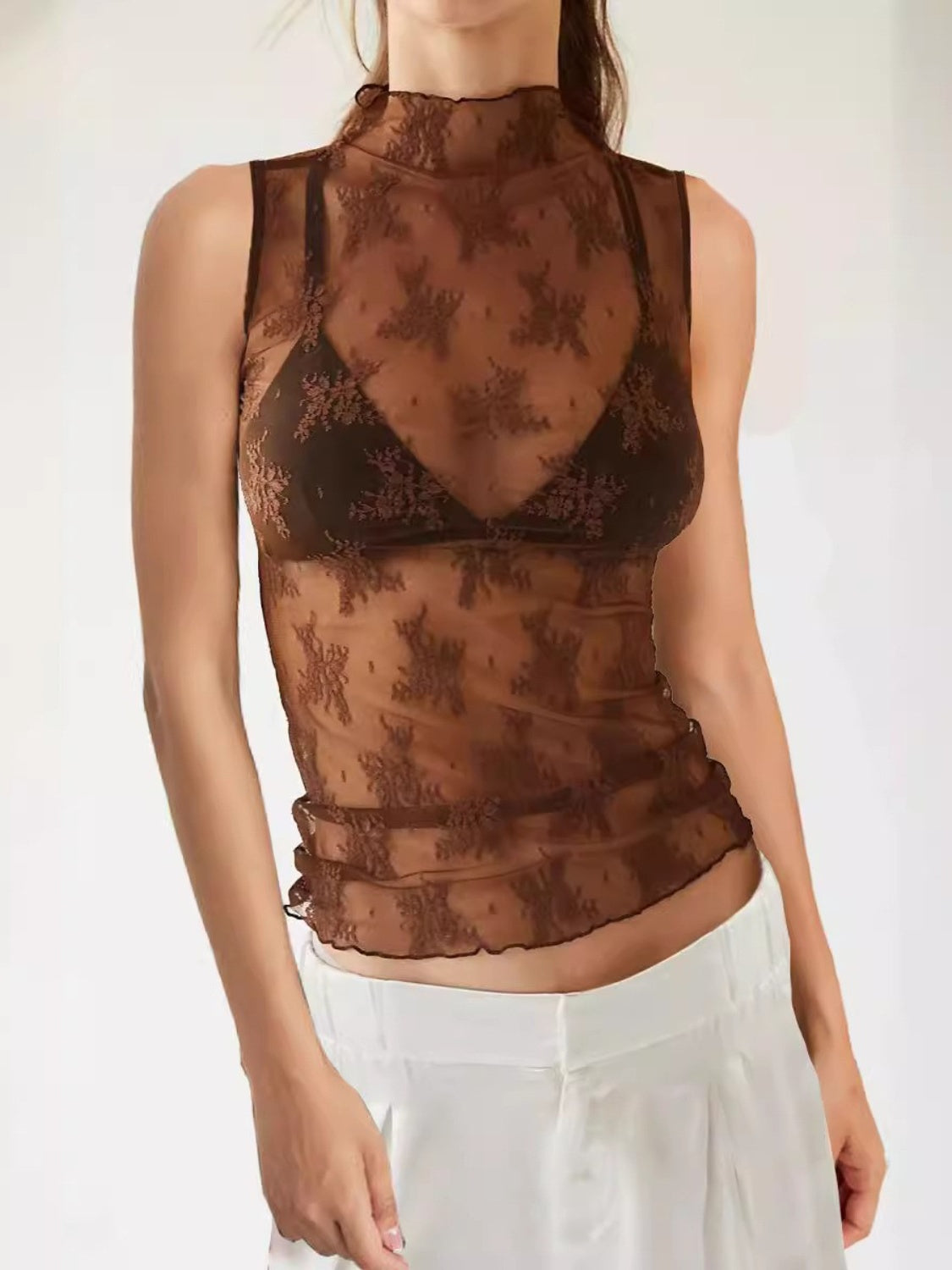 Lace Mock Neck Top - The Goddess Galleries