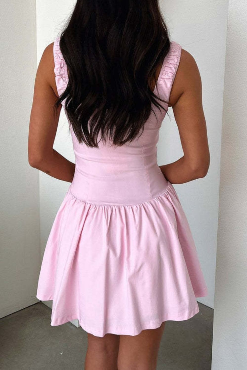 Decorative Button Square Neck Cami Dress - The Goddess Galleries