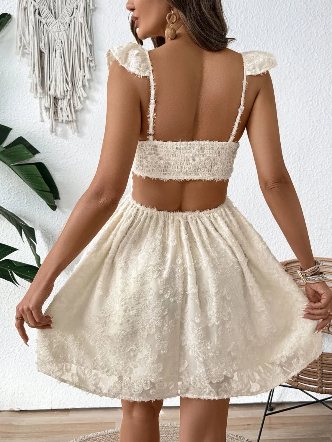 Cutout Cap Sleeve Mini Cami Dress - The Goddess Galleries