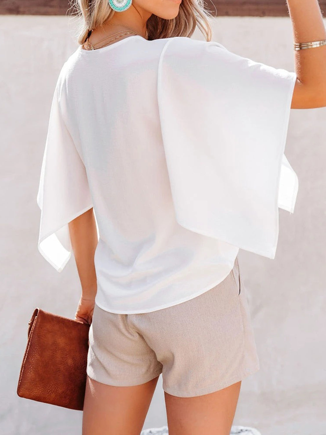 V-Neck Half Sleeve Blouse - The Goddess Galleries