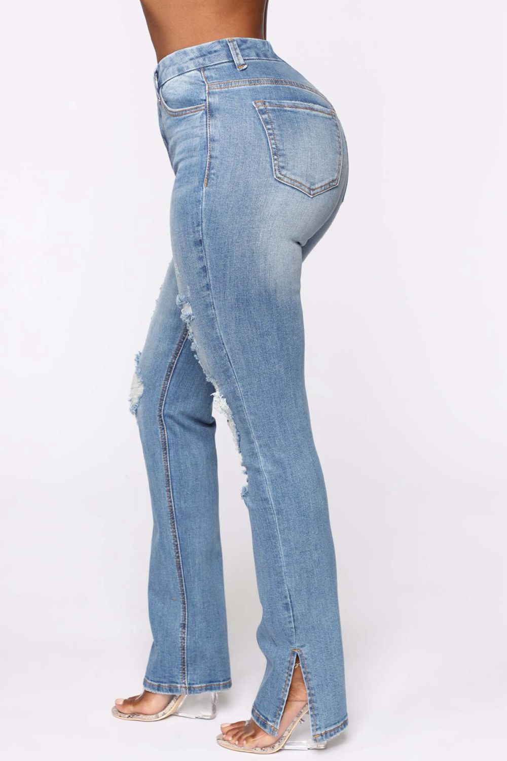 Distressed Slit Jeans - The Goddess Galleries