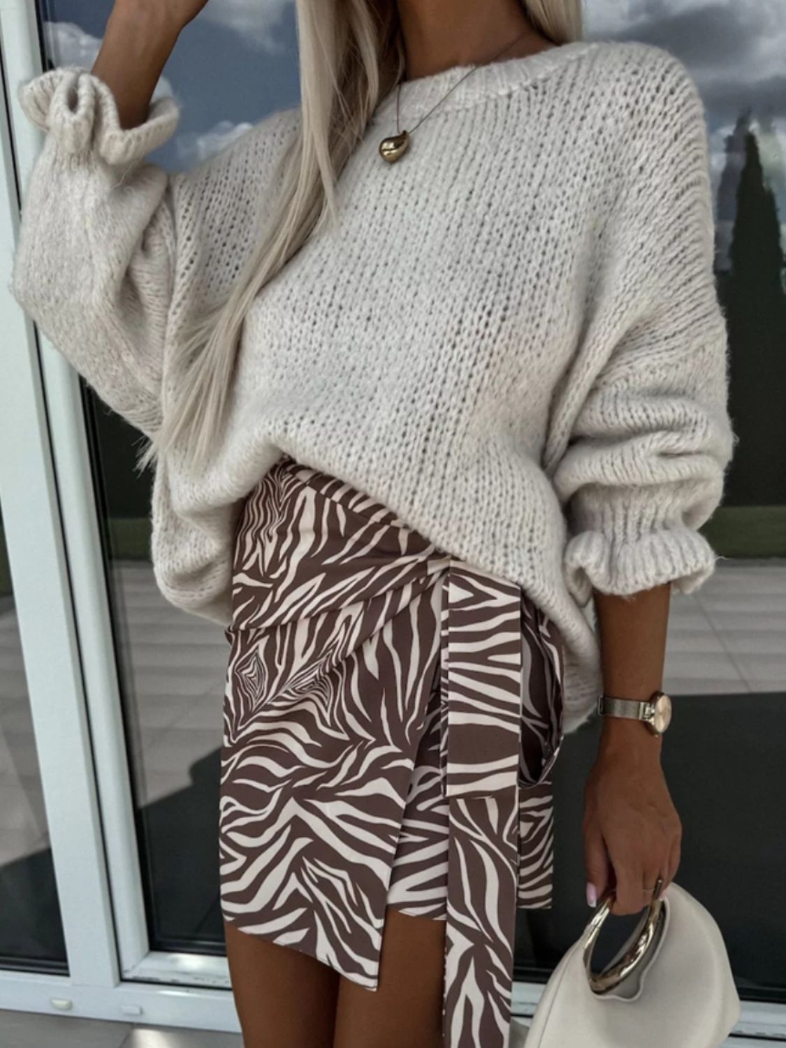 Round Neck Long Sleeve Sweater - The Goddess Galleries