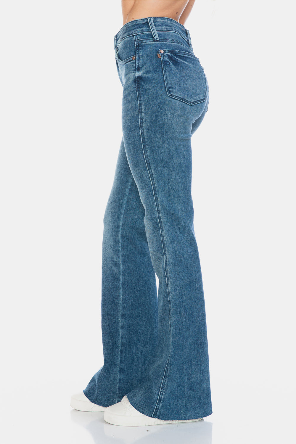 Judy Blue Full Size Tummy Control Cut Hem Flare Jeans - The Goddess Galleries