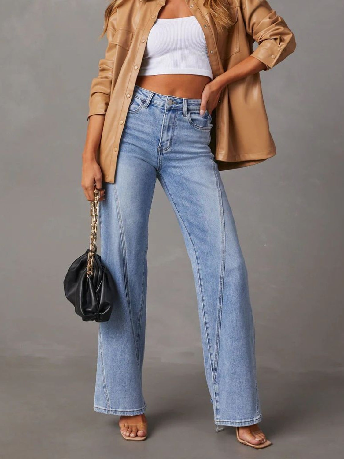 High Waist Straight Jeans with Pockets - The Goddess Galleries