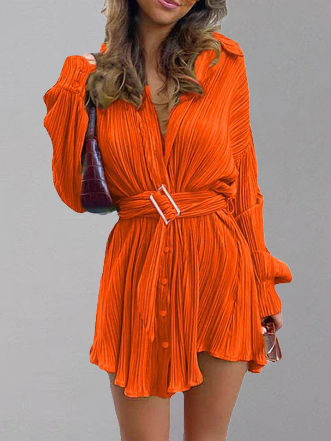 Button Up Dropped Shoulder Shirt Dress - The Goddess Galleries