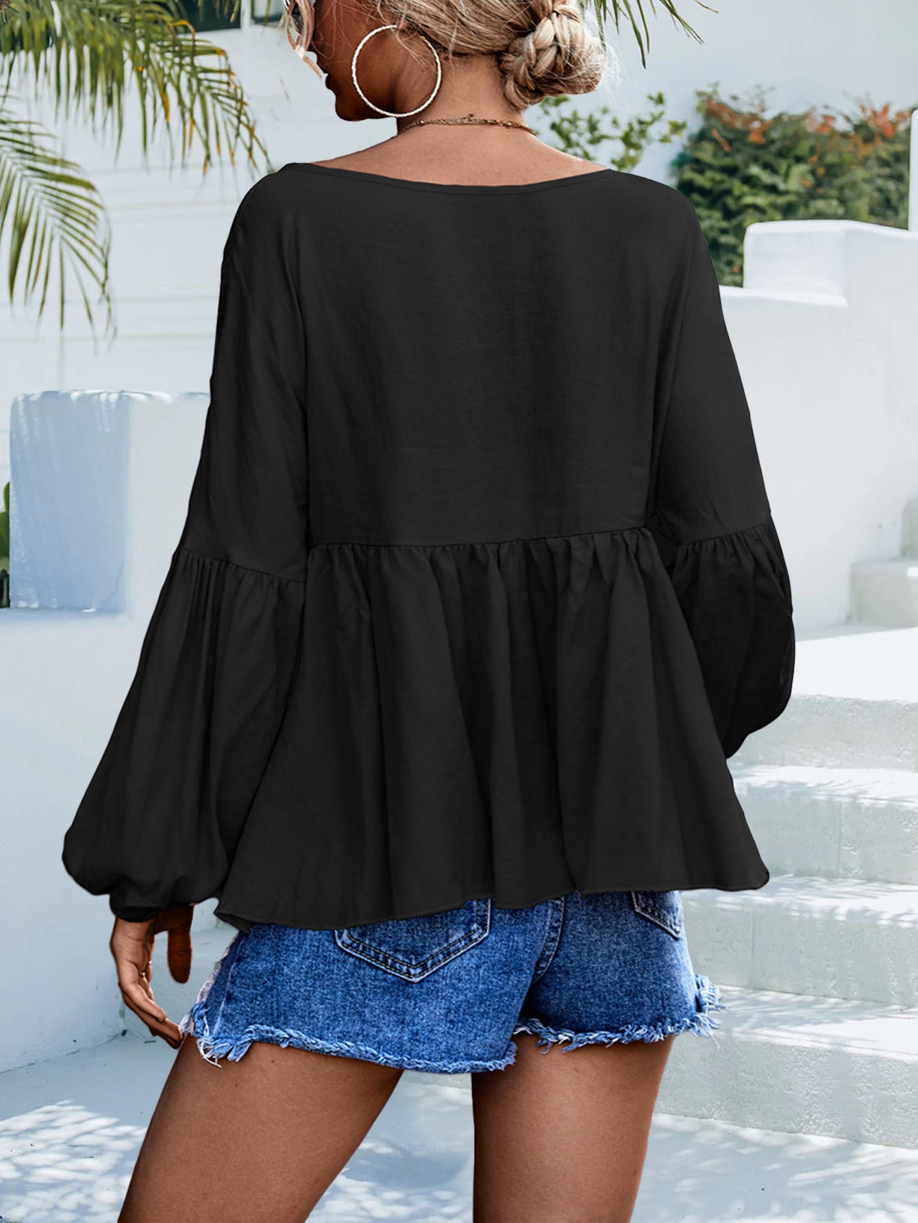 Puff Sleeve Babydoll Blouse - The Goddess Galleries