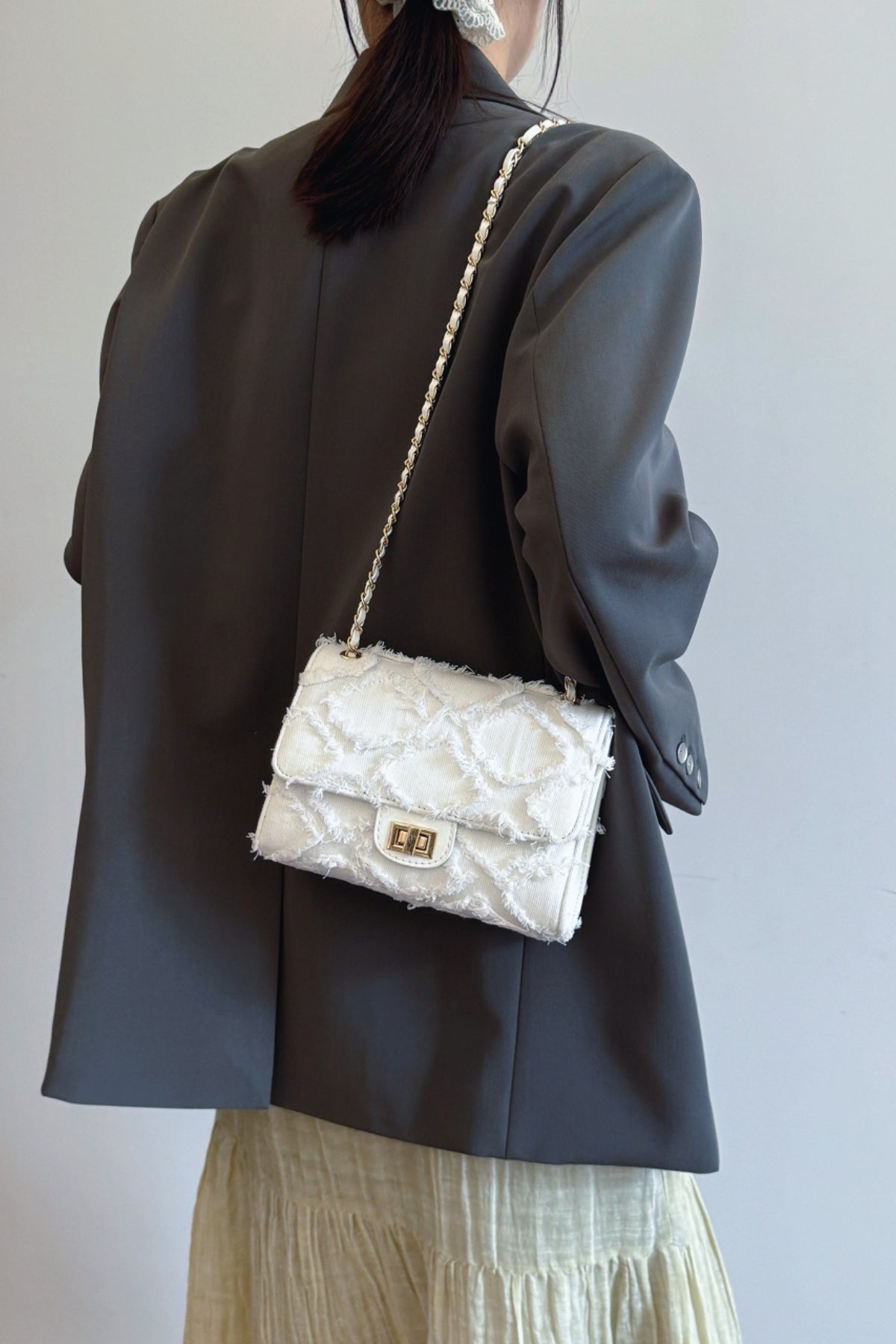 Raw Hem Denim Crossbody Bag - The Goddess Galleries