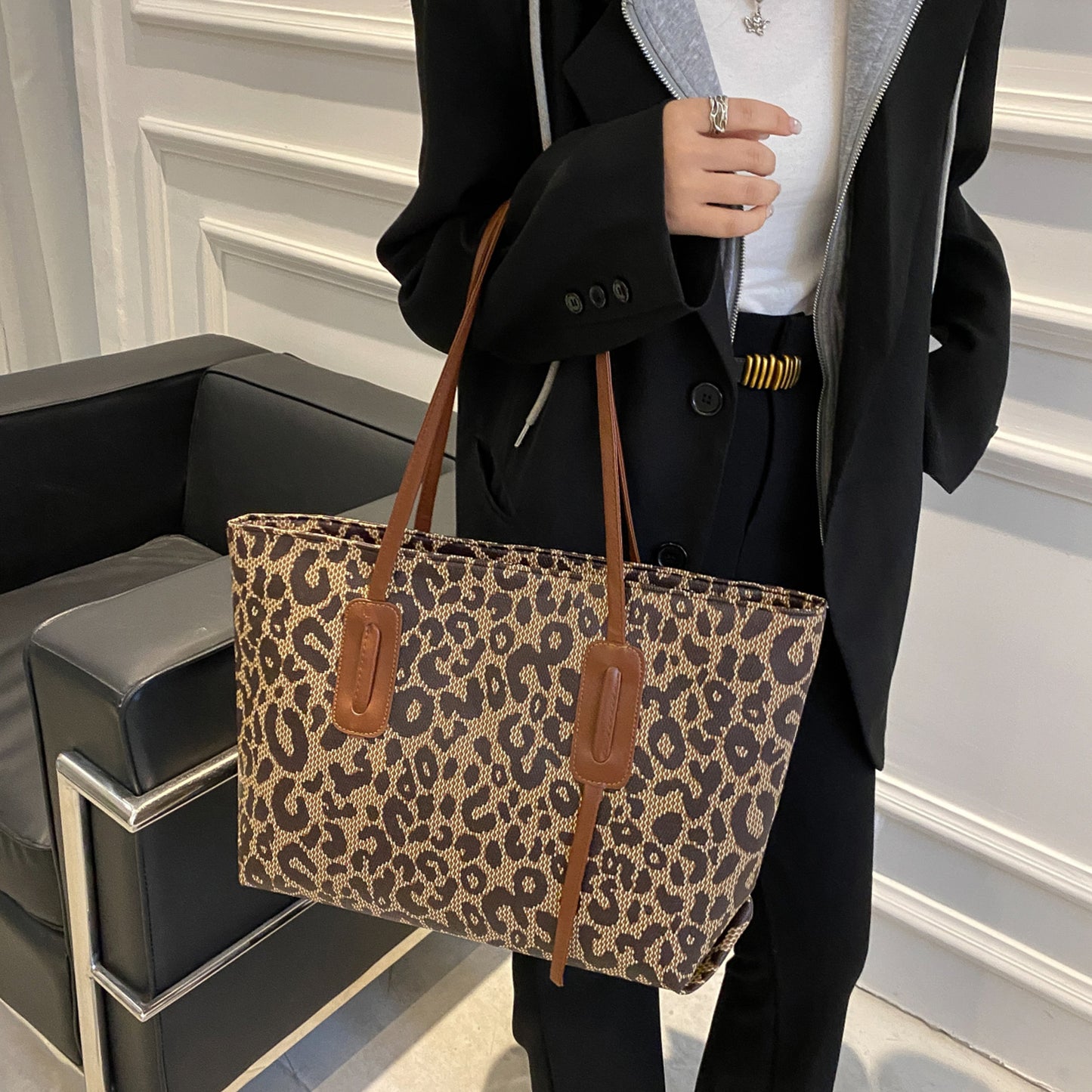 PU Leather Leopard Tote Bag - The Goddess Galleries