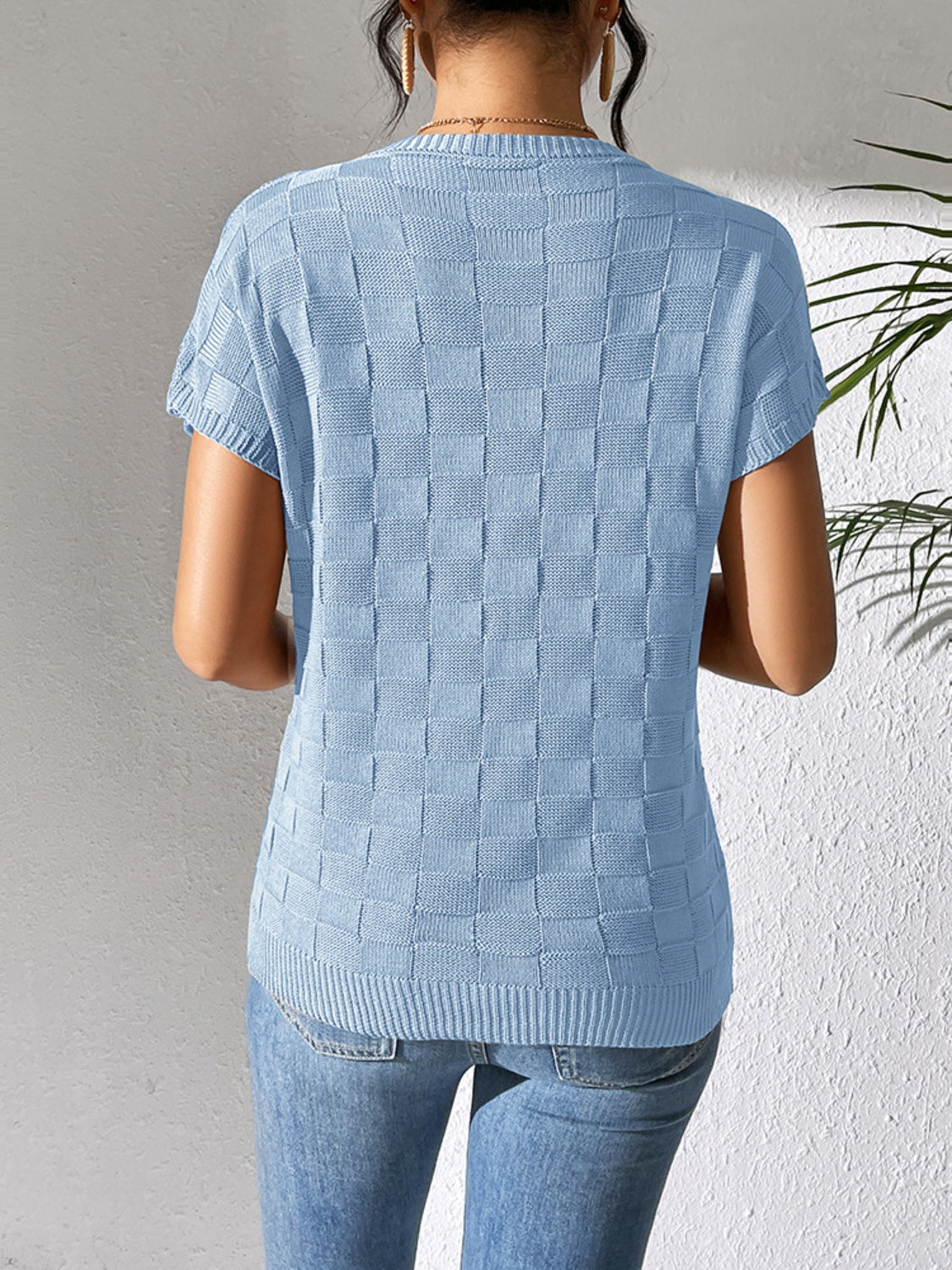 Round Neck Short Sleeve Knit Top - The Goddess Galleries